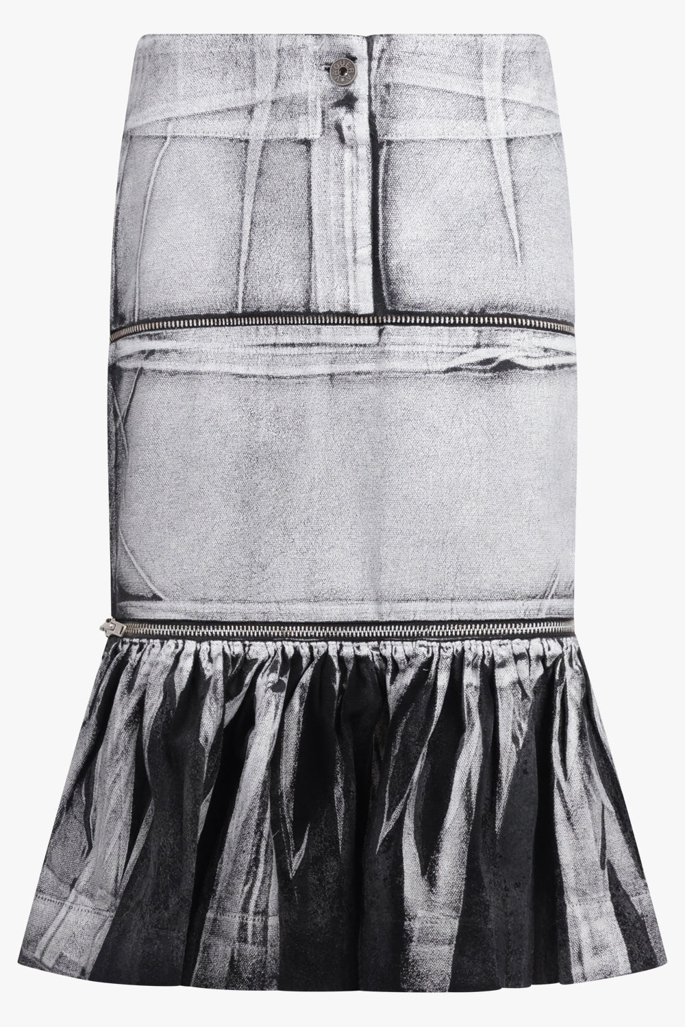 VAQUERA RTW Painted Midi Peplum Skirt | Grey/Black