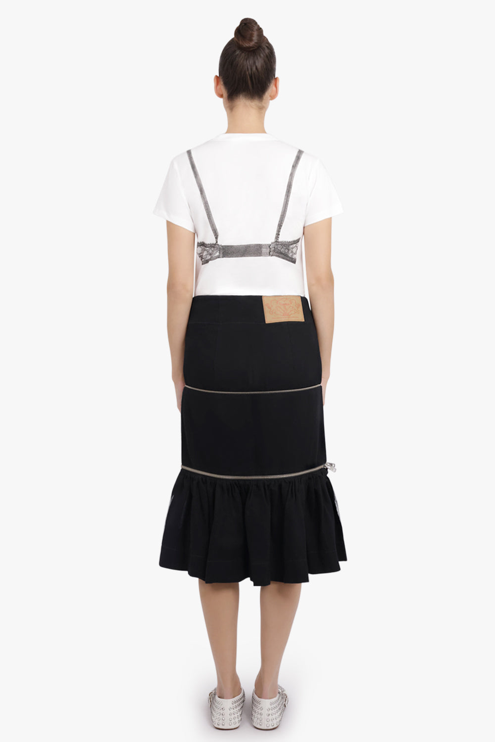 VAQUERA RTW Painted Midi Peplum Skirt | Grey/Black
