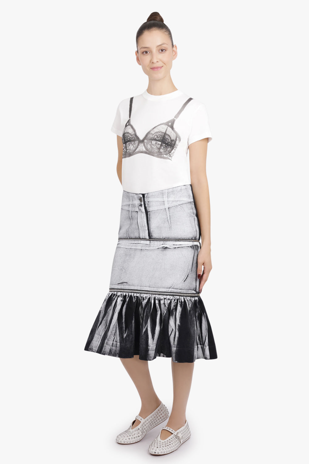 VAQUERA RTW S/S Bra Print T-Shirt | White/Black