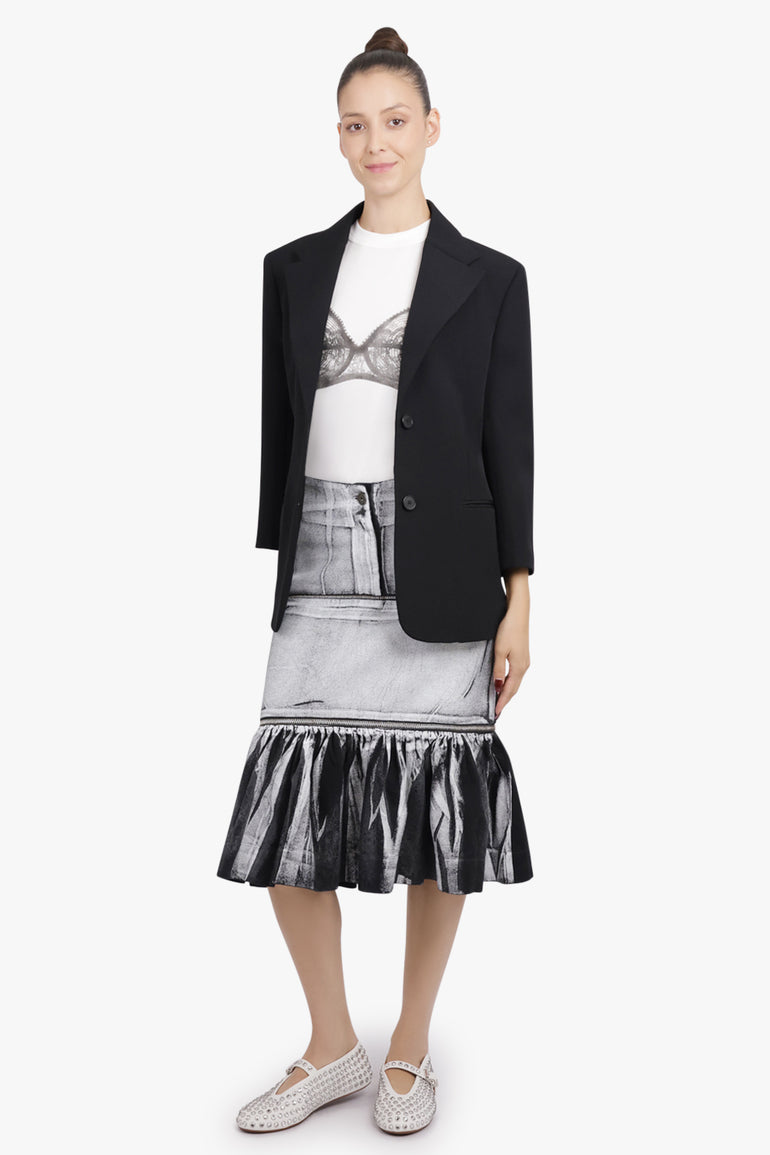 VAQUERA RTW Painted Midi Peplum Skirt | Grey/Black