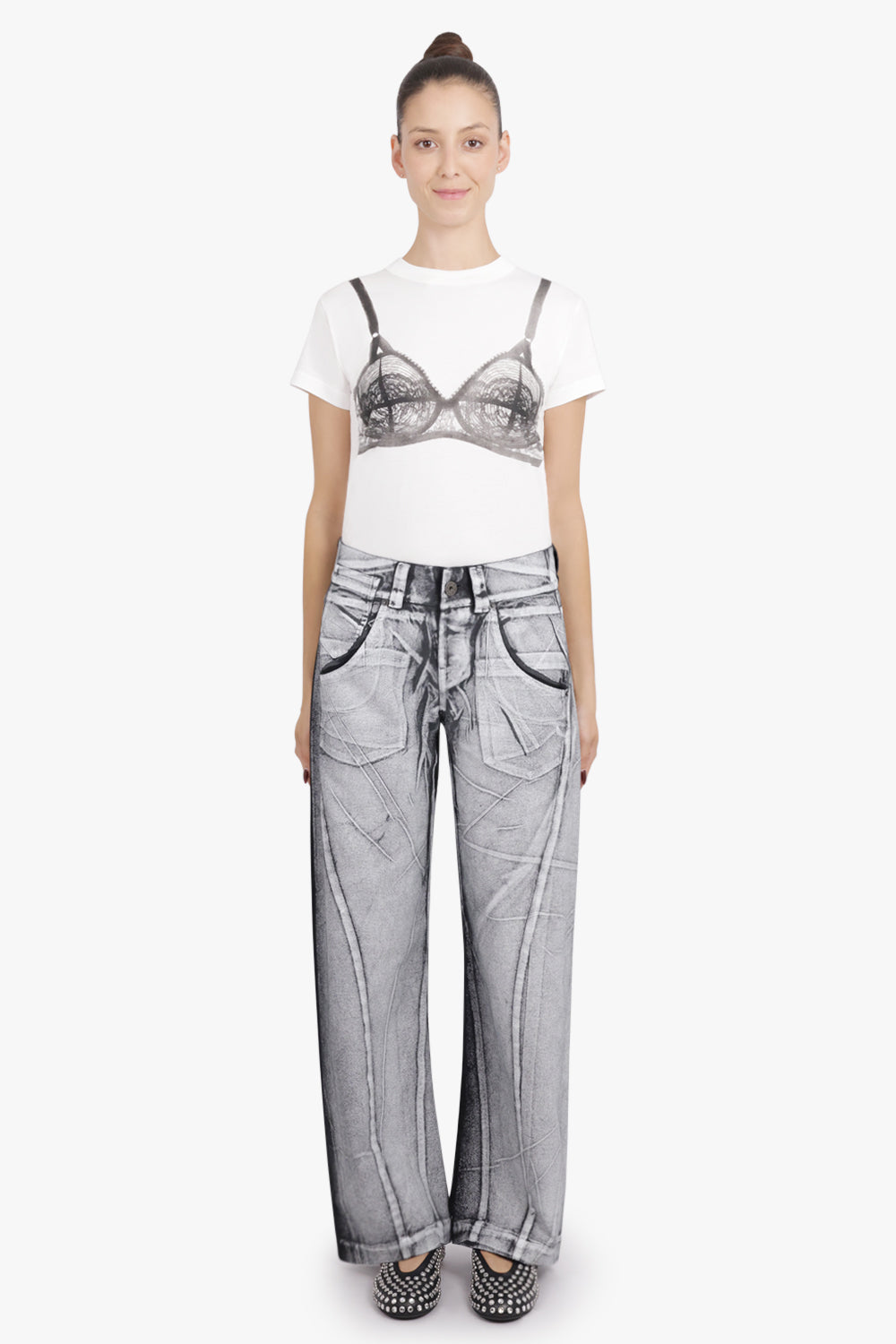 VAQUERA RTW Painted Straight Leg Jeans | Grey/Black