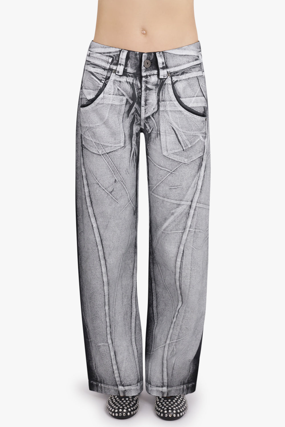 VAQUERA RTW Painted Straight Leg Jeans | Grey/Black