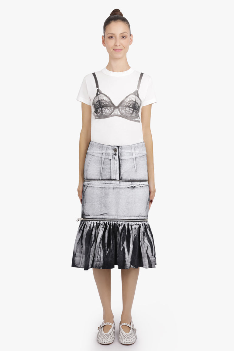 VAQUERA RTW Painted Midi Peplum Skirt | Grey/Black