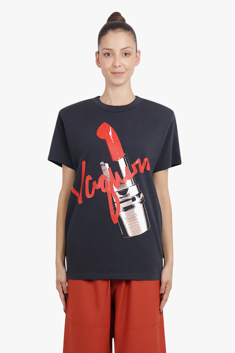 VAQUERA RTW S/S Lipstick Print T-Shirt | Black/Red/White