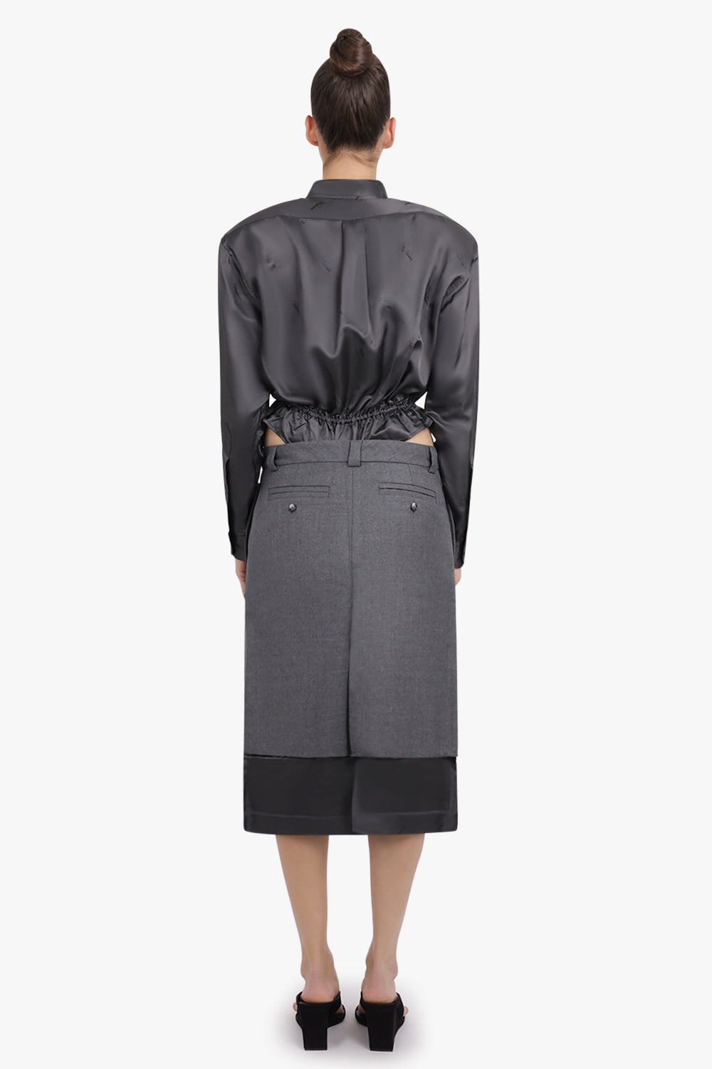 VAQUERA RTW L/S Bodysuit Shirt With Peplum Waist | Dark Grey