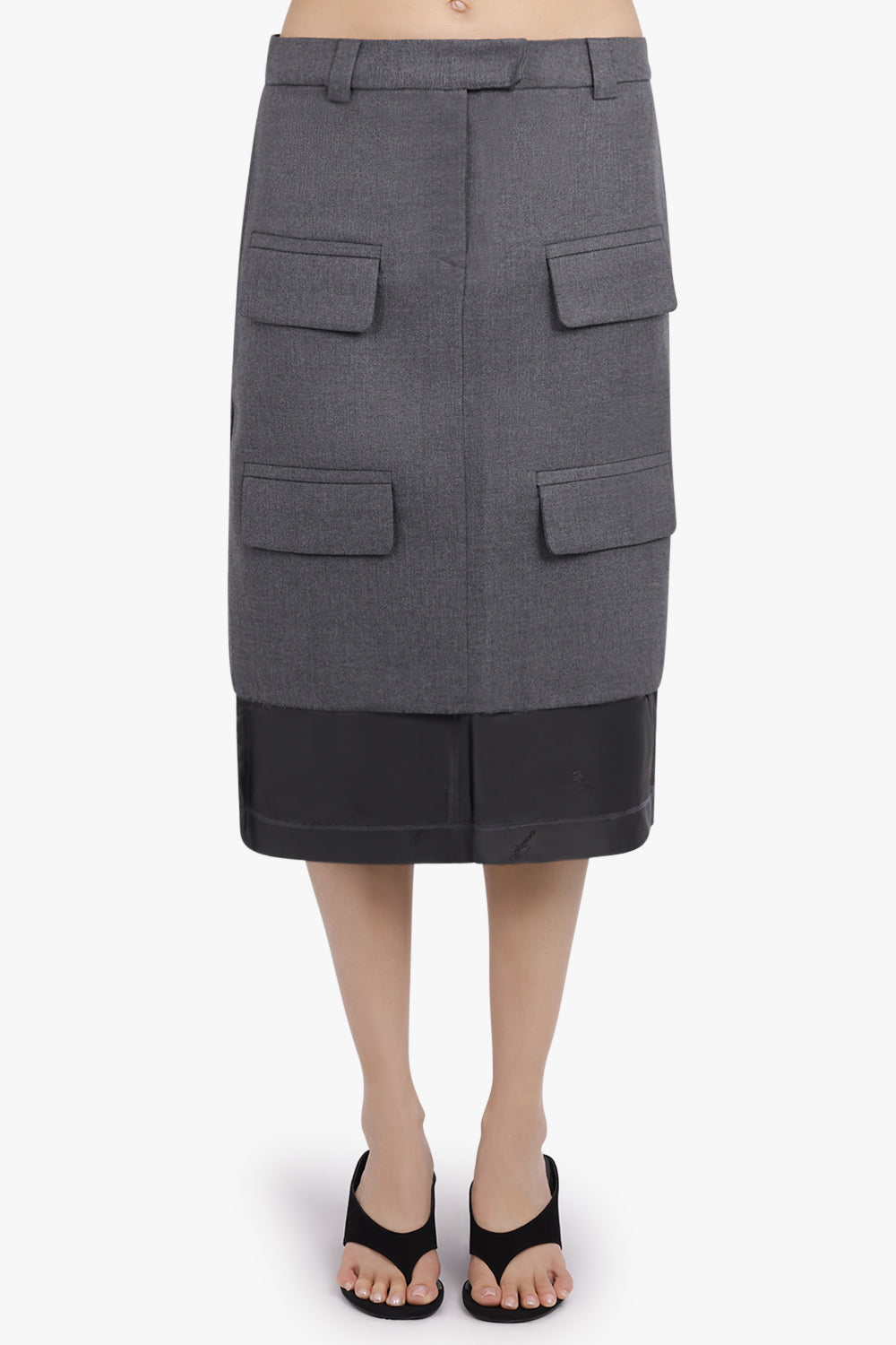 VAQUERA RTW Suiting Layer Skirt With Pocket Detail | Dark Grey