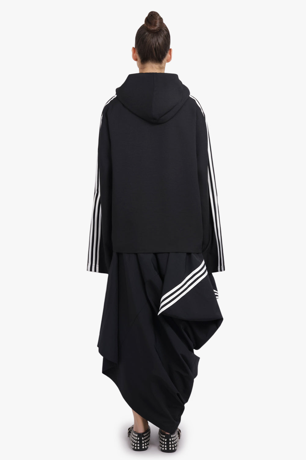 Y-3 RTW Zip Up Hoodie Wire Track Jacket With Stripe Detail | Black/White