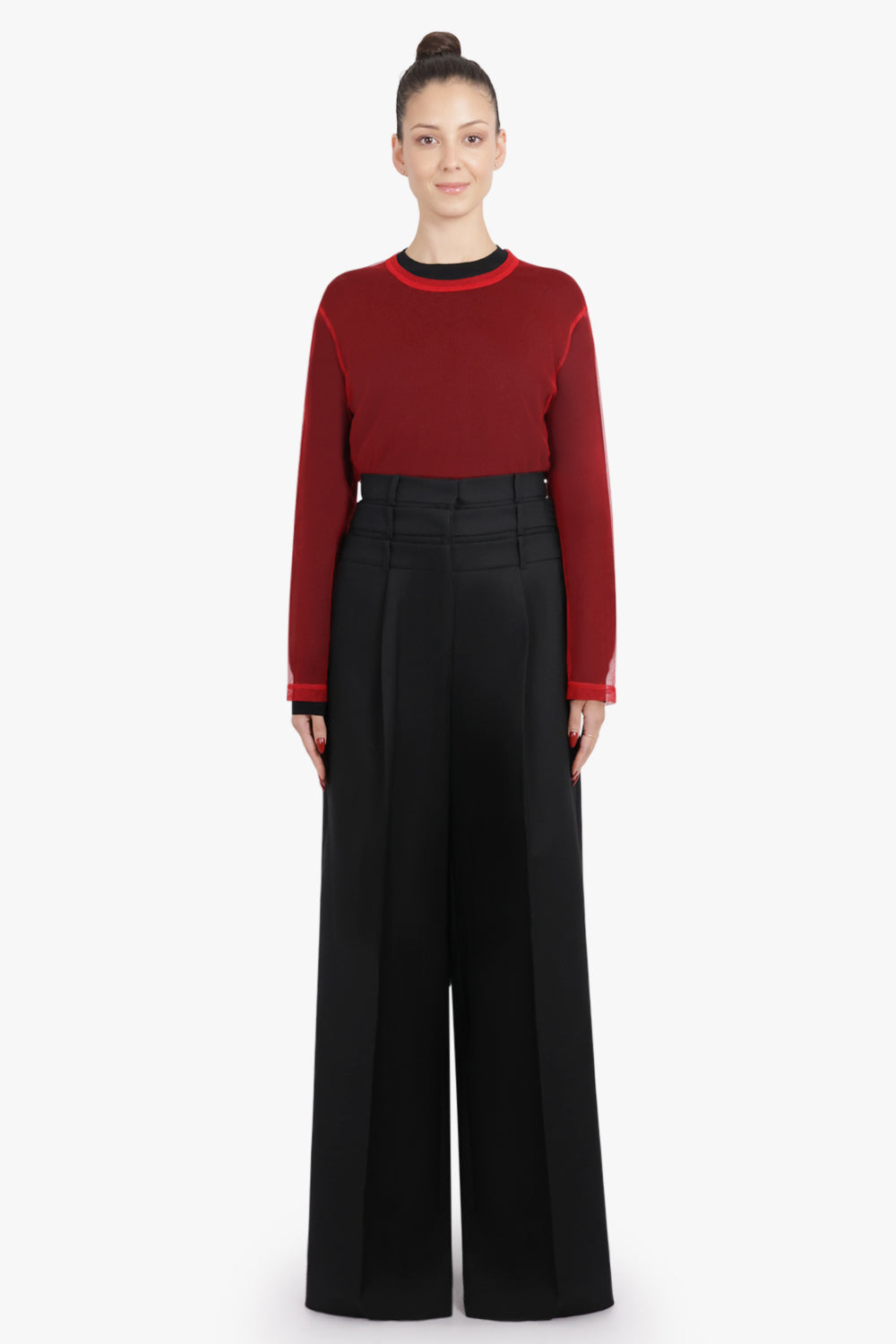 VIKTOR & ROLF RTW Three Layer Waistband Wide Leg Pant | Black