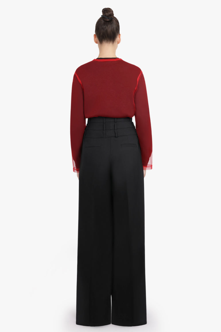 VIKTOR & ROLF RTW Three Layer Waistband Wide Leg Pant | Black