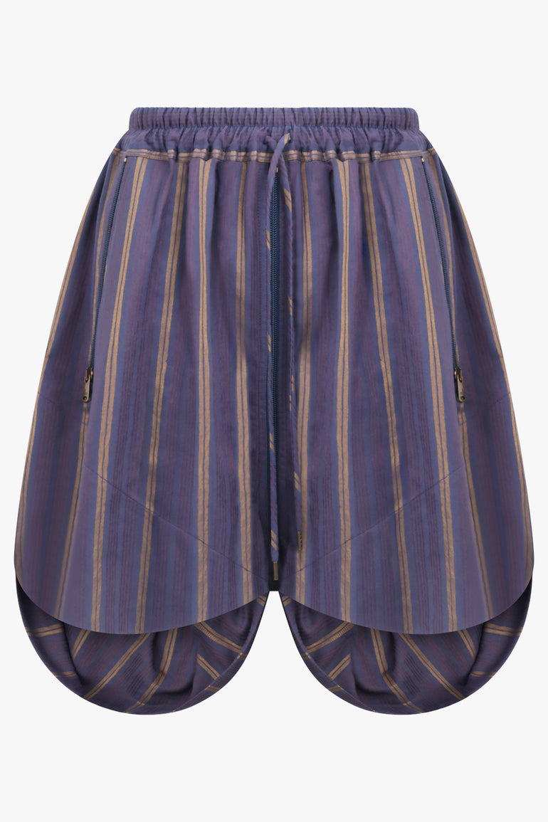 VIVIENNE WESTWOOD RTW Balloon Stripe Print Shorts | Dusk Blue/Mustard