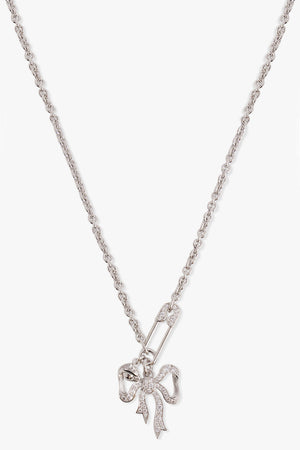 VIVIENNE WESTWOOD JEWELLERY SILVER / Silver Lilith Bow X Safety Pin Pendant Necklace | Silver