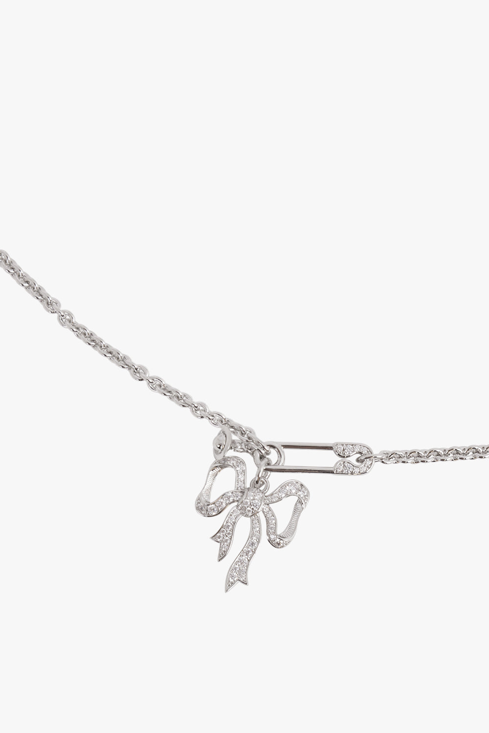 VIVIENNE WESTWOOD JEWELLERY SILVER / Silver Lilith Bow X Safety Pin Pendant Necklace | Silver
