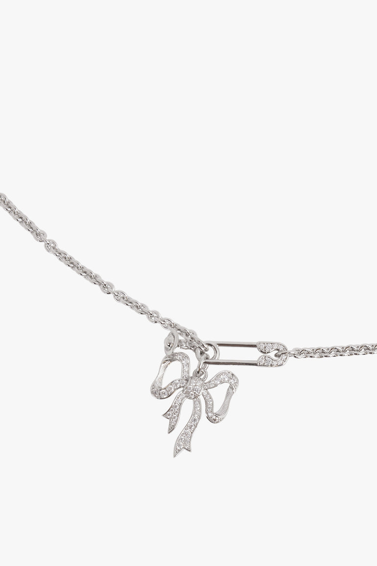 VIVIENNE WESTWOOD JEWELLERY SILVER / Silver Lilith Bow X Safety Pin Pendant Necklace | Silver