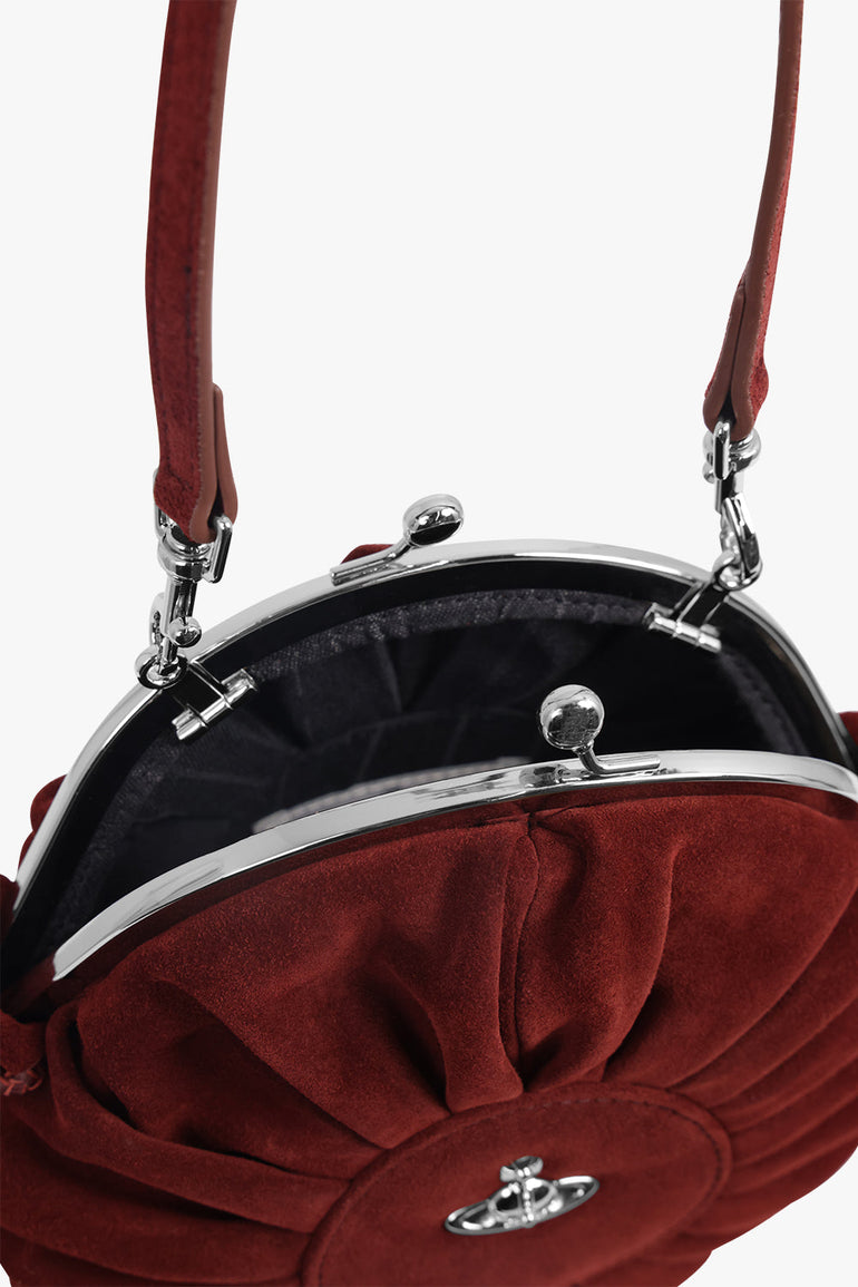 VIVIENNE WESTWOOD BAGS BURGUNDY / Burgundy Rosie Suede Frame Crossbody Bag With Tassels | Burgundy