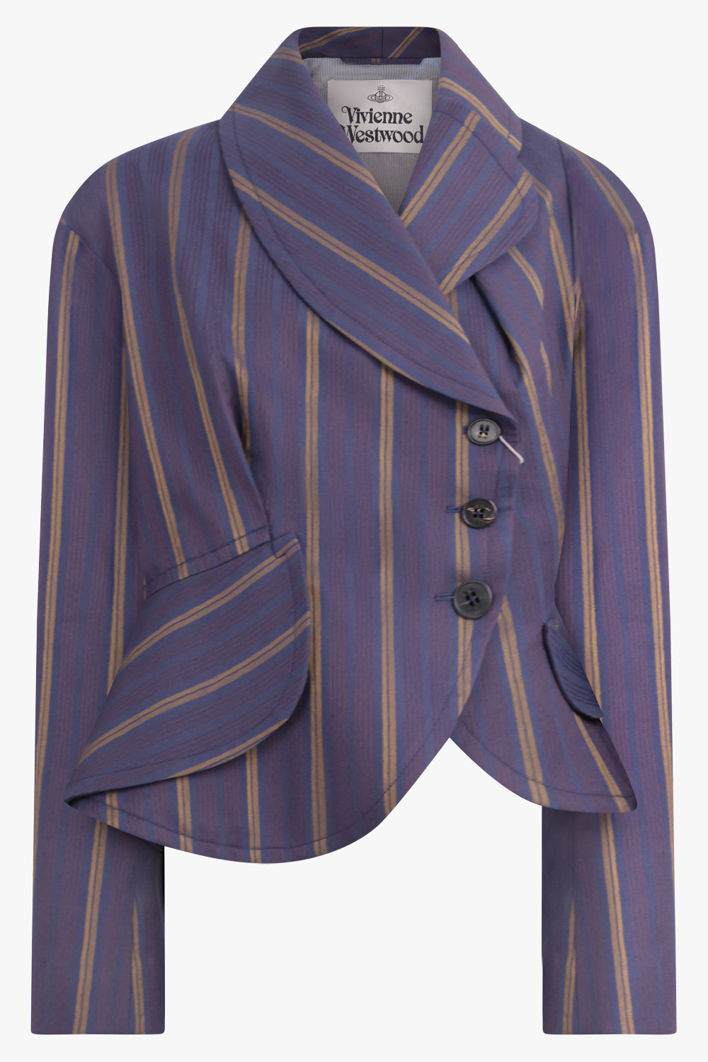 VIVIENNE WESTWOOD RTW Stormy Asymmetric Stripe Jacket | Dusk Blue/Mustard