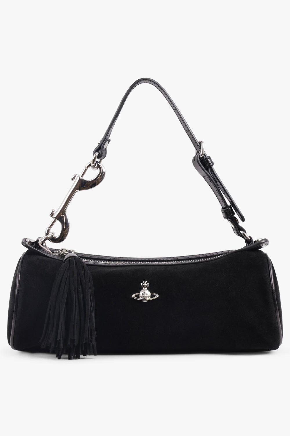 VIVIENNE WESTWOOD BAGS BLACK / Black Cindy Suede Cylinder Shoulder Bag | Black