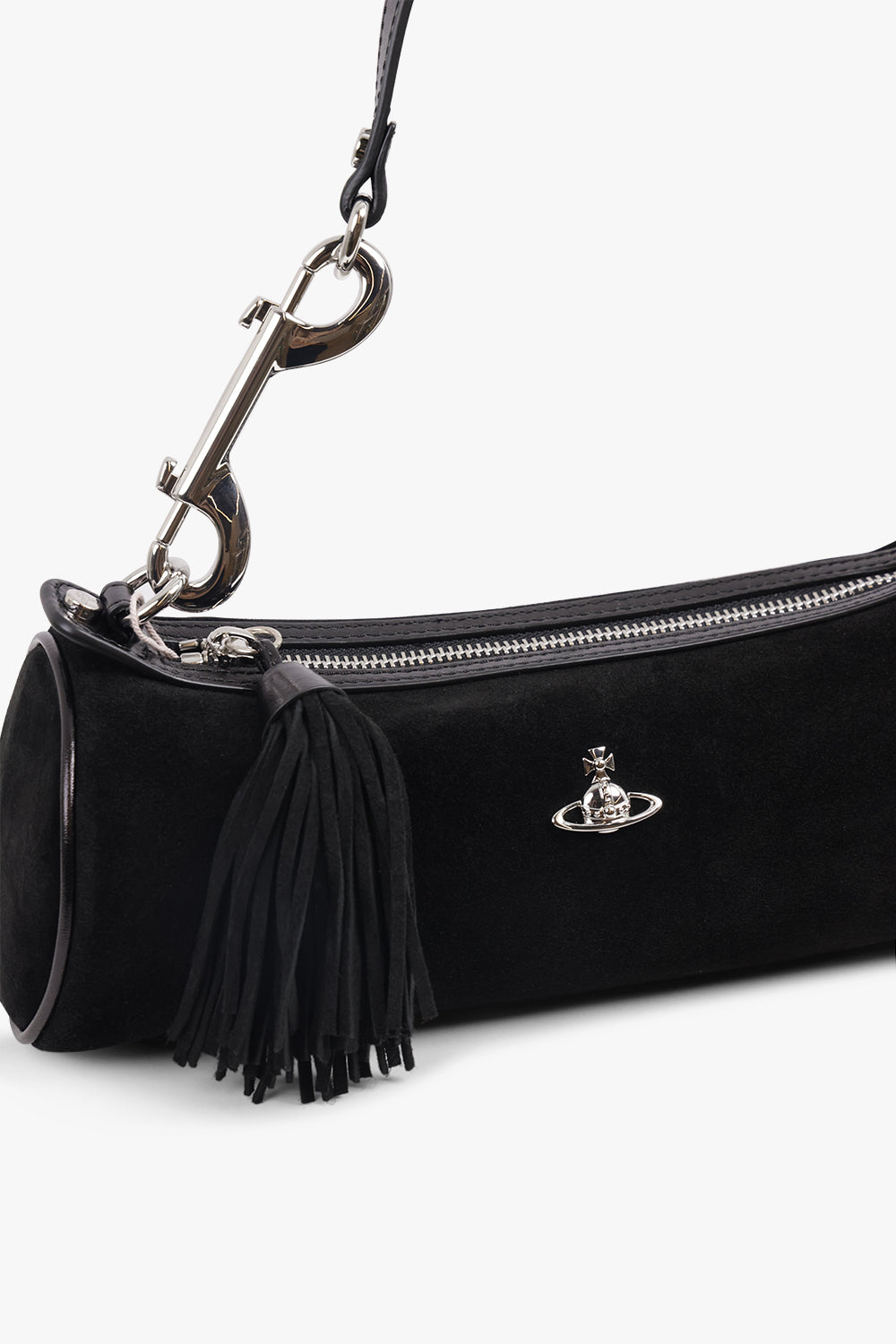VIVIENNE WESTWOOD BAGS BLACK / Black Cindy Suede Cylinder Shoulder Bag | Black