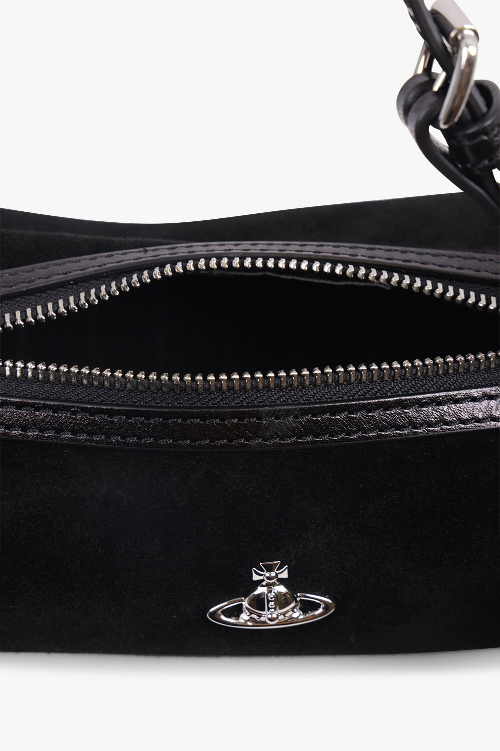 VIVIENNE WESTWOOD BAGS BLACK / Black Cindy Suede Cylinder Shoulder Bag | Black