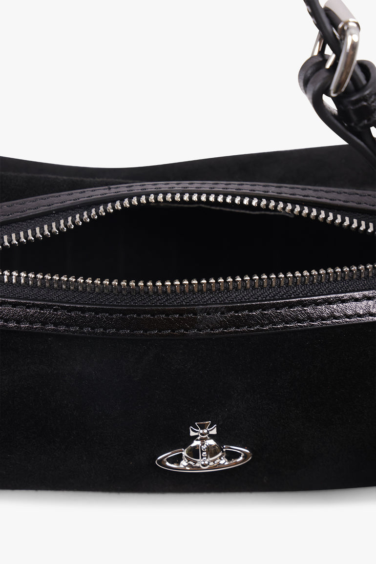 VIVIENNE WESTWOOD BAGS BLACK / Black Cindy Suede Cylinder Shoulder Bag | Black