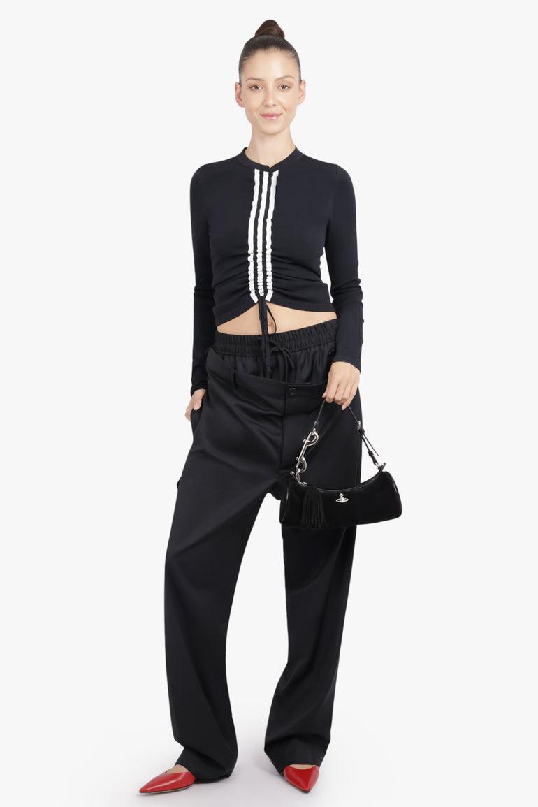 VIVIENNE WESTWOOD BAGS BLACK / Black Cindy Suede Cylinder Shoulder Bag | Black