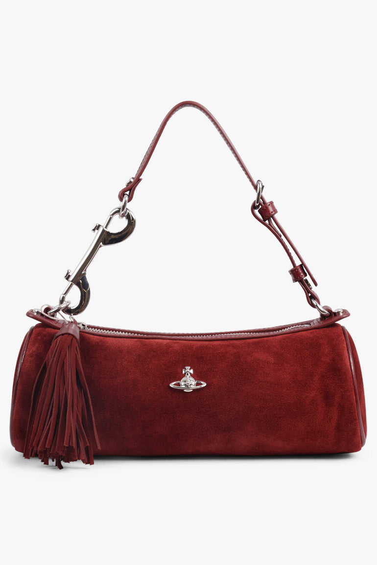 VIVIENNE WESTWOOD BAGS BURGUNDY / Burgundy Cindy Suede Cylinder Shoulder Bag | Burgundy