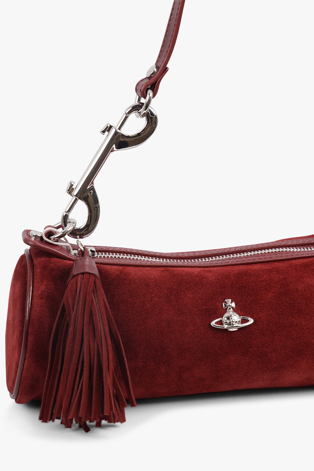 VIVIENNE WESTWOOD BAGS BURGUNDY / Burgundy Cindy Suede Cylinder Shoulder Bag | Burgundy