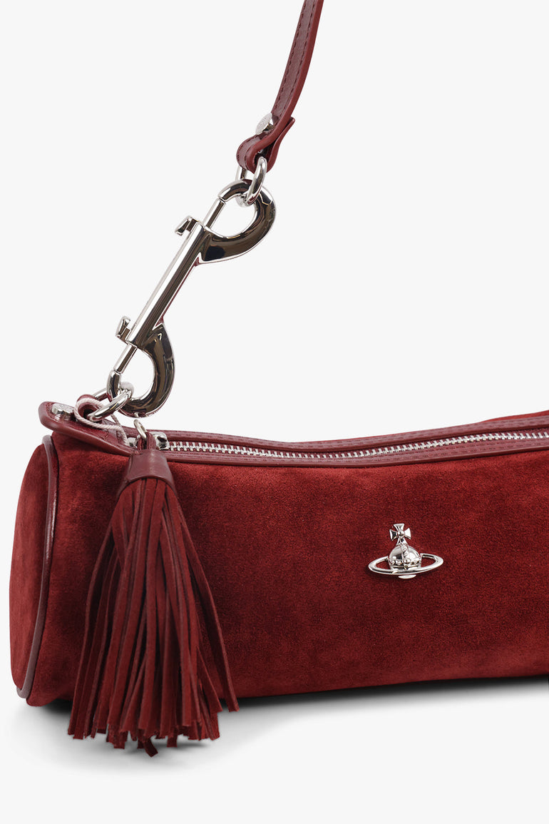 VIVIENNE WESTWOOD BAGS BURGUNDY / Burgundy Cindy Suede Cylinder Shoulder Bag | Burgundy