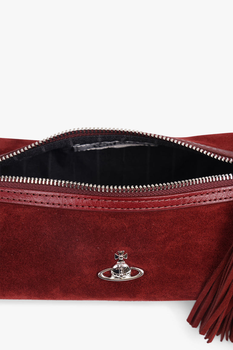 VIVIENNE WESTWOOD BAGS BURGUNDY / Burgundy Cindy Suede Cylinder Shoulder Bag | Burgundy