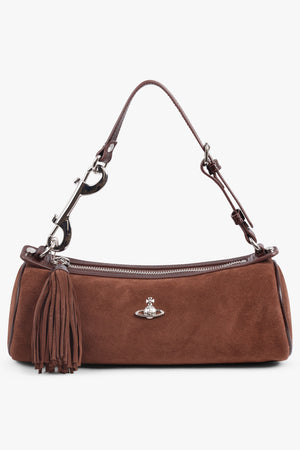 VIVIENNE WESTWOOD BAGS BROWN / Chocolate Brown Cindy Suede Cylinder Shoulder Bag | Chocolate Brown