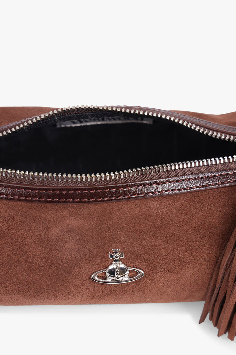 VIVIENNE WESTWOOD BAGS BROWN / Chocolate Brown Cindy Suede Cylinder Shoulder Bag | Chocolate Brown