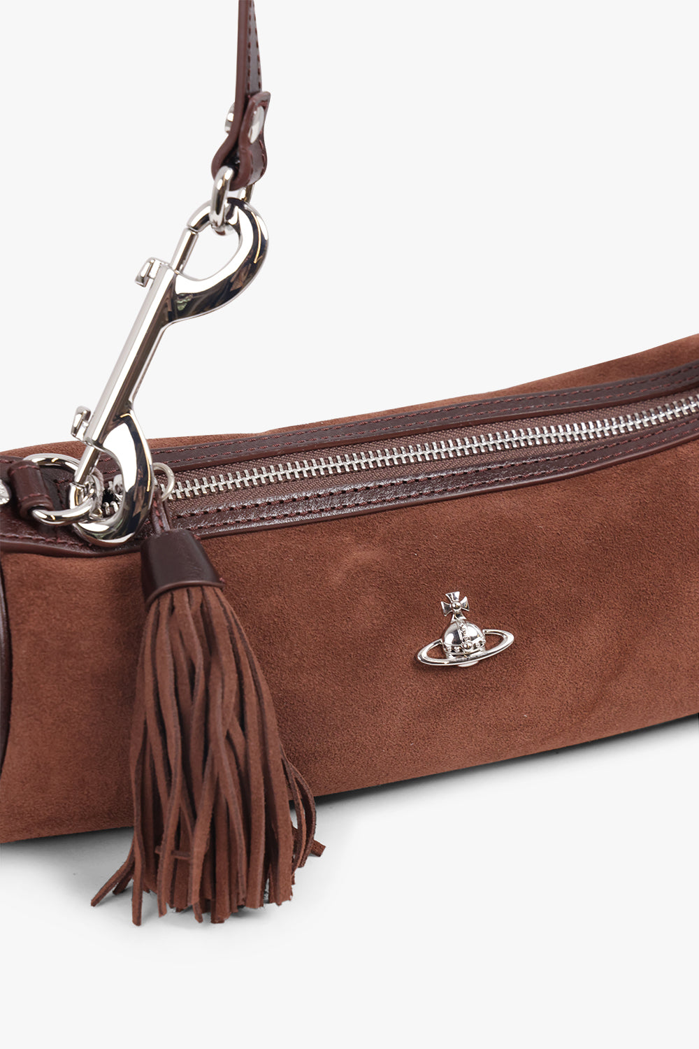 VIVIENNE WESTWOOD BAGS BROWN / Chocolate Brown Cindy Suede Cylinder Shoulder Bag | Chocolate Brown