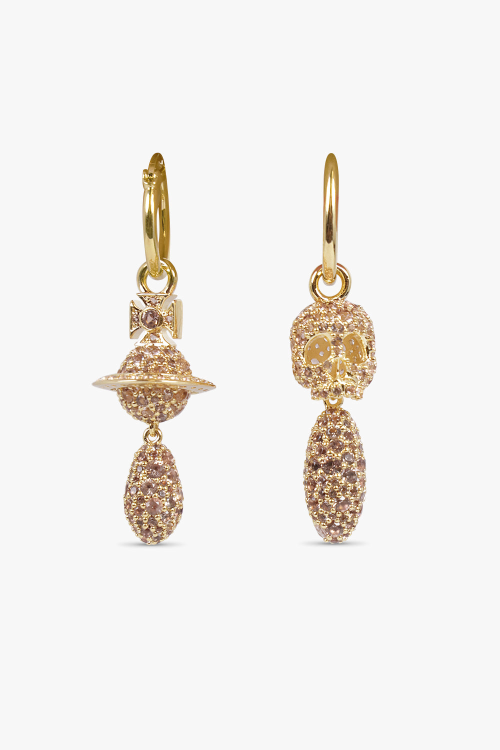VIVIENNE WESTWOOD JEWELLERY GOLD / Gold Circe Skeleton X Orb Drop Earrings | Gold