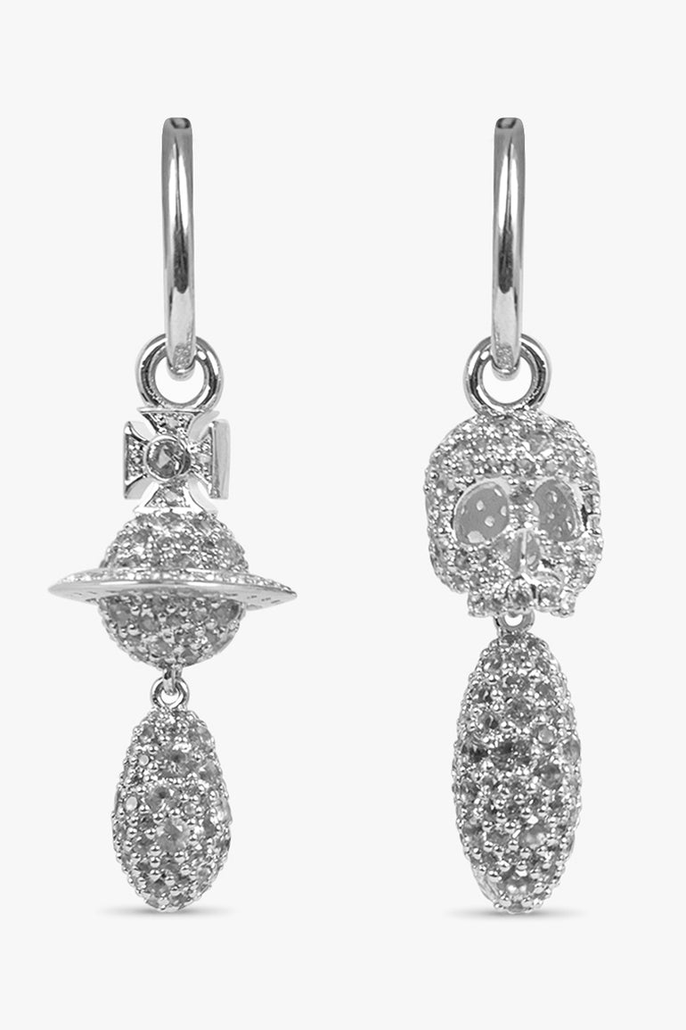 VIVIENNE WESTWOOD JEWELLERY SILVER / Silver Circe Skeleton X Orb Drop Earrings | Silver