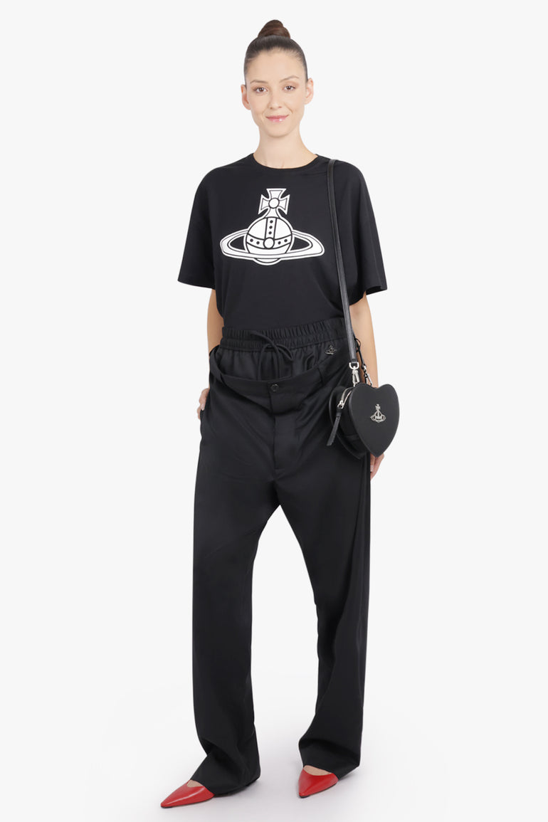 VIVIENNE WESTWOOD BAGS BLACK / Black Louise Heart Crossbody Bag | Black/Silver