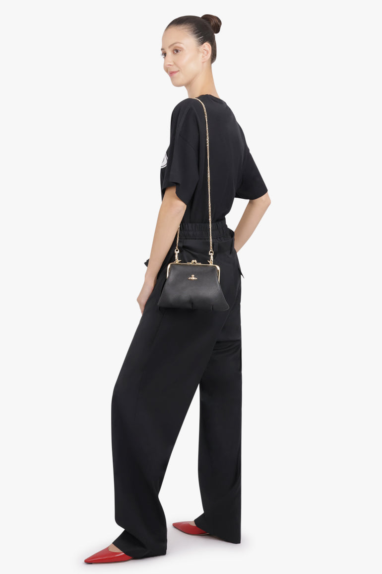 VIVIENNE WESTWOOD BAGS BLACK / Black Granny Frame 3D Orb Grained Purse | Black