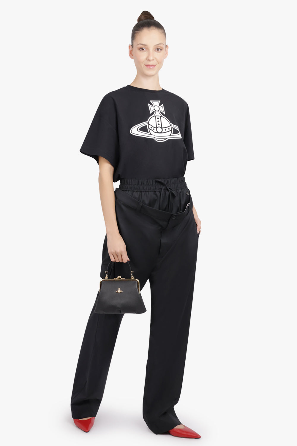 VIVIENNE WESTWOOD BAGS BLACK / Black Granny Frame 3D Orb Grained Purse | Black