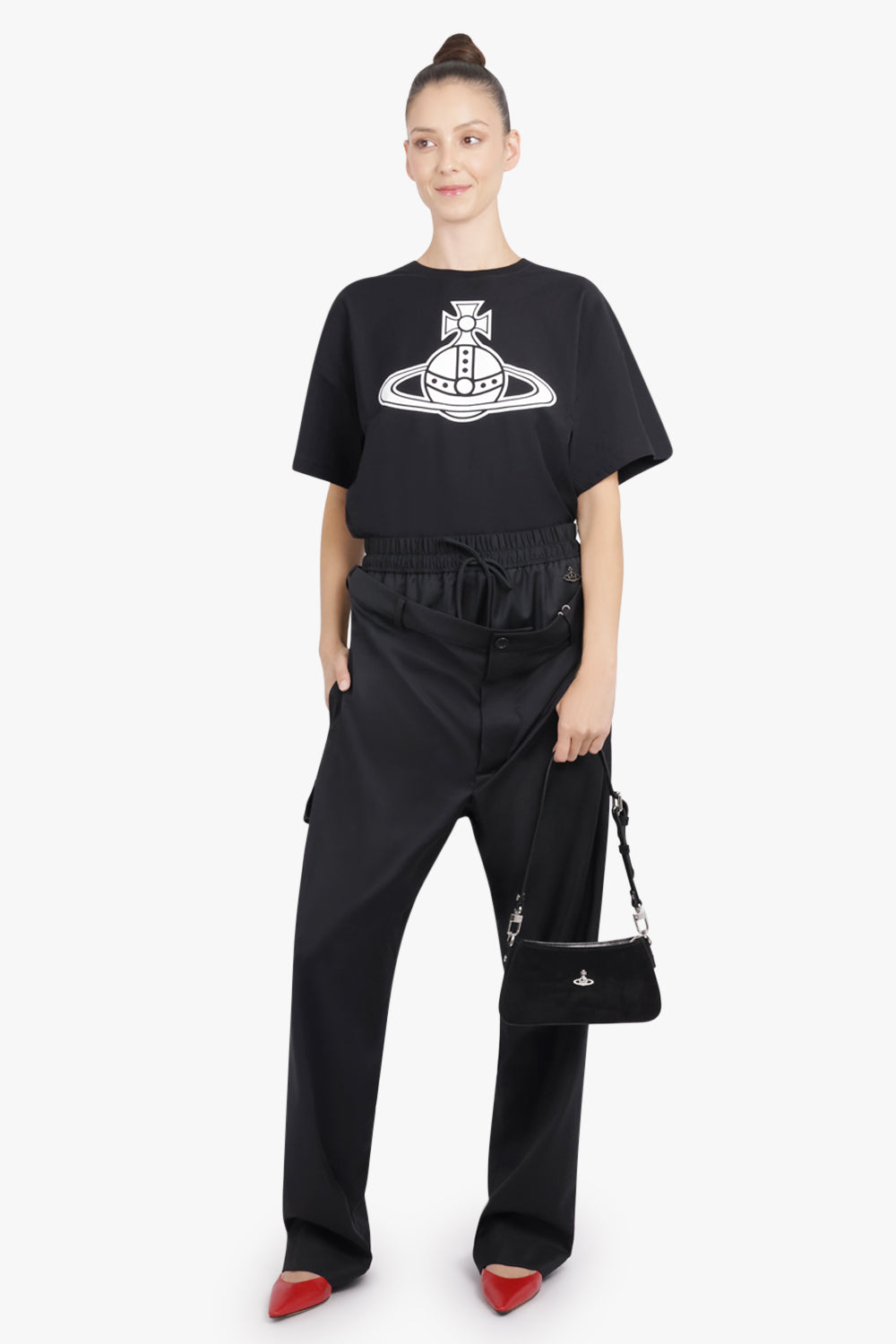 VIVIENNE WESTWOOD BAGS BLACK / Black Tasha Suede Shoulder Bag | Black