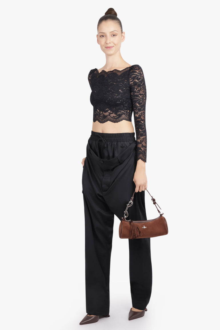 VIVIENNE WESTWOOD BAGS BROWN / Chocolate Brown Cindy Suede Cylinder Shoulder Bag | Chocolate Brown