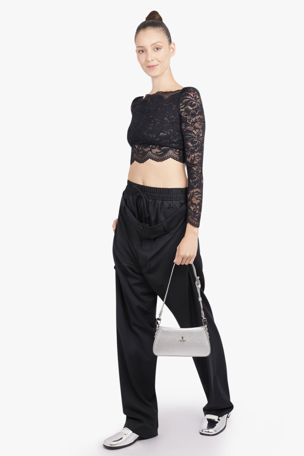 VIVIENNE WESTWOOD BAGS SILVER / Silver Tasha Suede Shoulder Bag | Silver