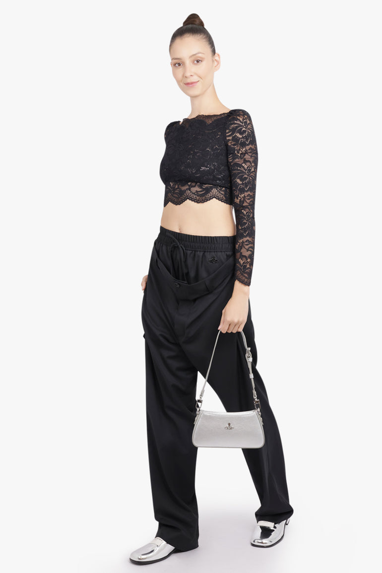 VIVIENNE WESTWOOD BAGS SILVER / Silver Tasha Suede Shoulder Bag | Silver