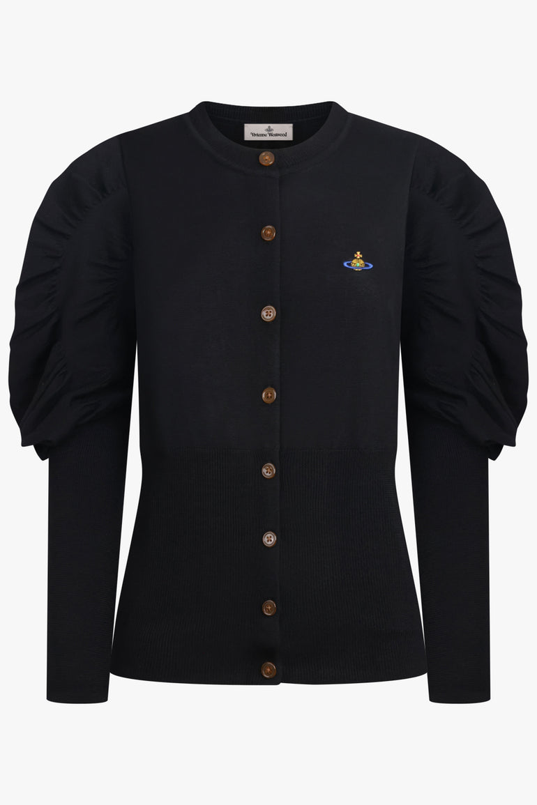 VIVIENNE WESTWOOD RTW Eli Balloon Shoulder Knit Cardigan | Black