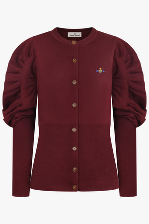 VIVIENNE WESTWOOD RTW Eli Balloon Shoulder Knit Cardigan | Brick Red