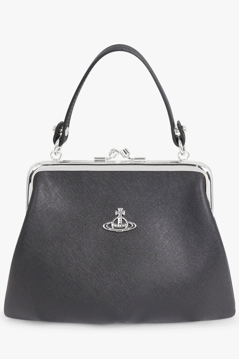VIVIENNE WESTWOOD BAGS BLACK / Black/Silver Granny Frame Outline Orb Purse | Black/Silver