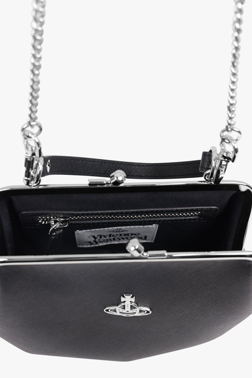 VIVIENNE WESTWOOD BAGS BLACK / Black/Silver Granny Frame Outline Orb Purse | Black/Silver