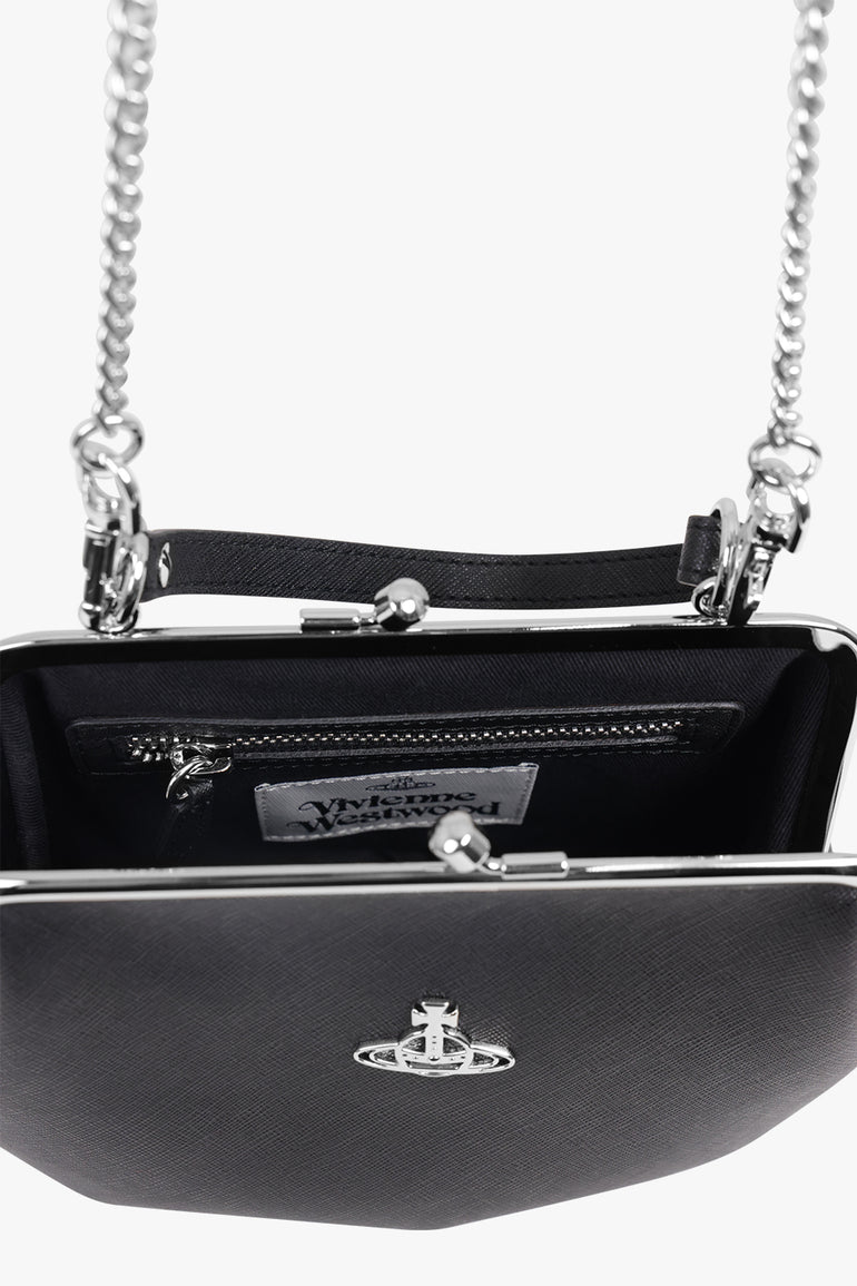 VIVIENNE WESTWOOD BAGS BLACK / Black/Silver Granny Frame Outline Orb Purse | Black/Silver