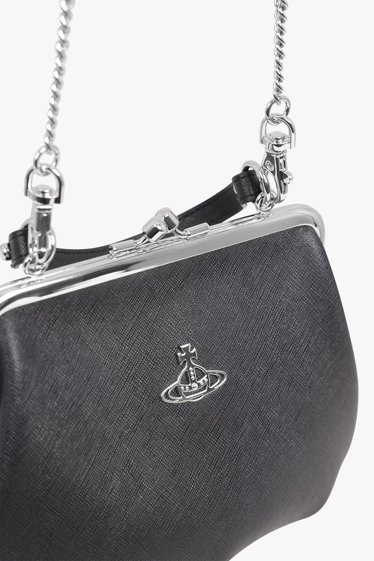VIVIENNE WESTWOOD BAGS BLACK / Black/Silver Granny Frame Outline Orb Purse | Black/Silver