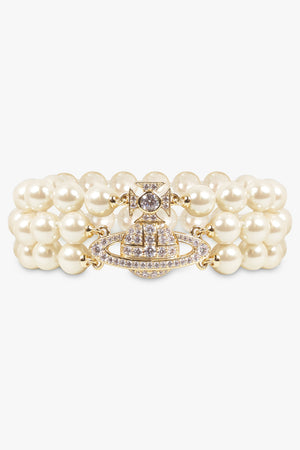 VIVIENNE WESTWOOD JEWELLERY GOLD / White/Gold Graziella Three Row Pearl Bracelet | White/Gold