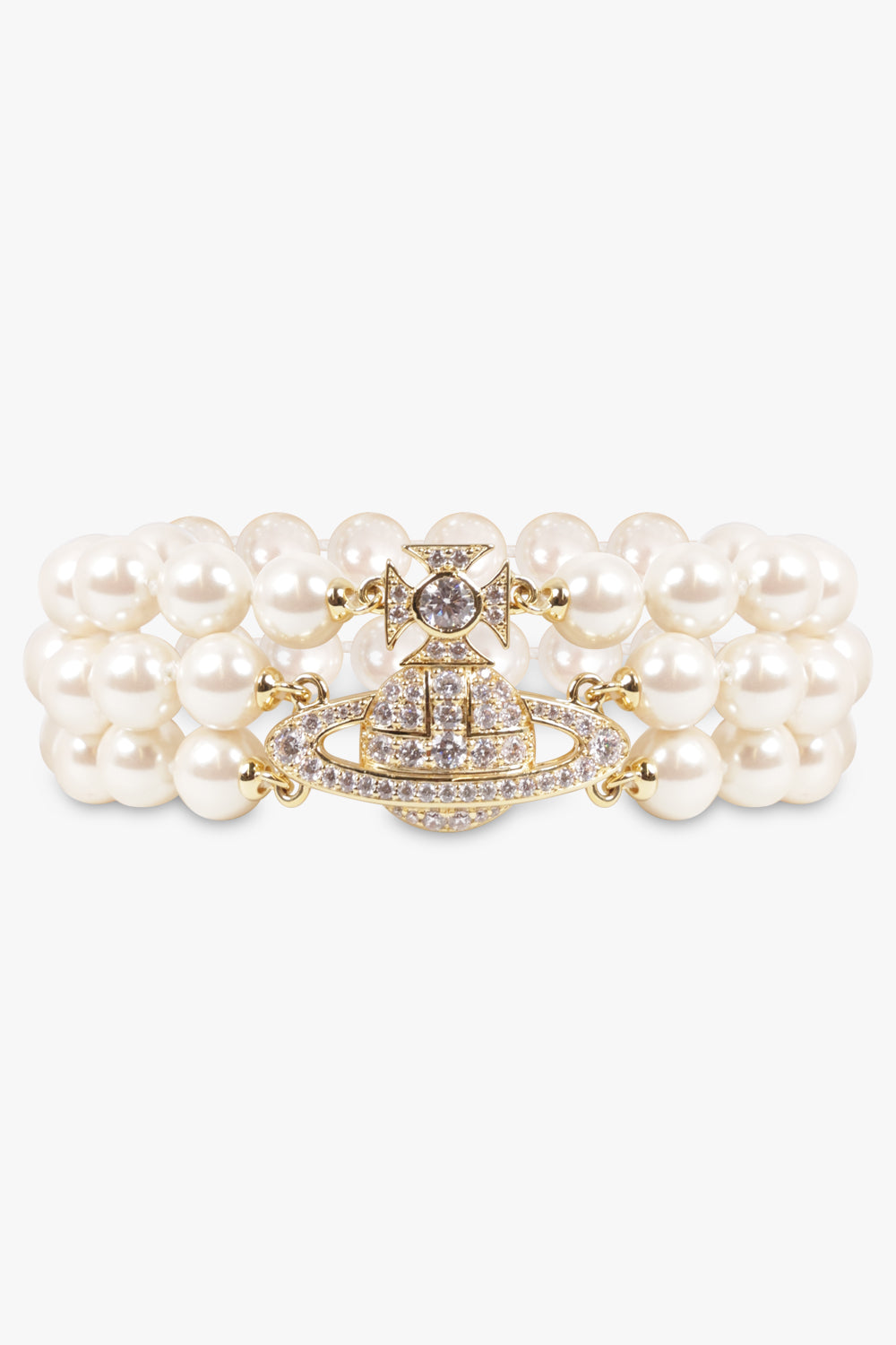 VIVIENNE WESTWOOD JEWELLERY GOLD / White/Gold Graziella Three Row Pearl Bracelet | White/Gold