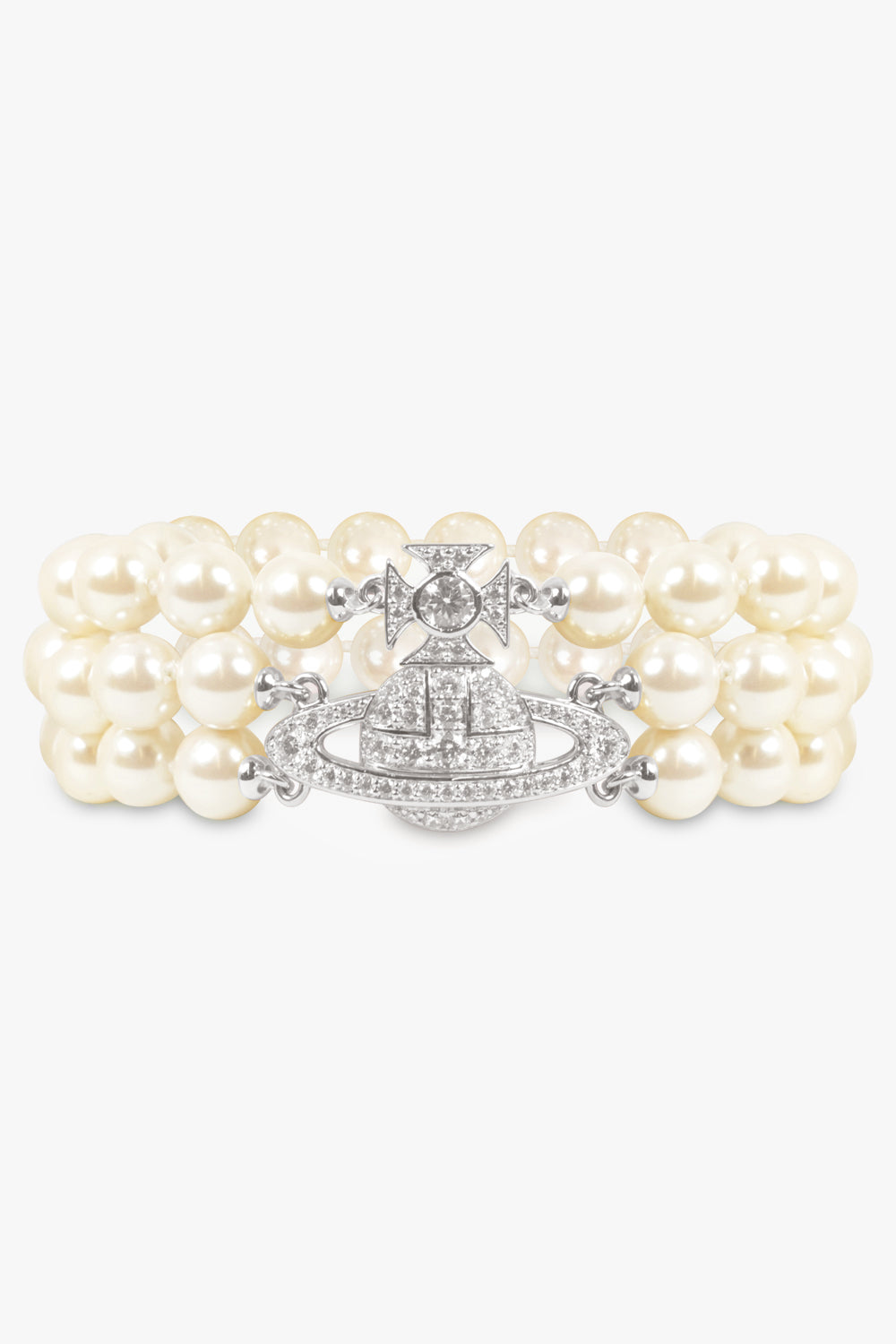 VIVIENNE WESTWOOD JEWELLERY SILVER / White/Silver Graziella Three Row Pearl Bracelet | White/Silver