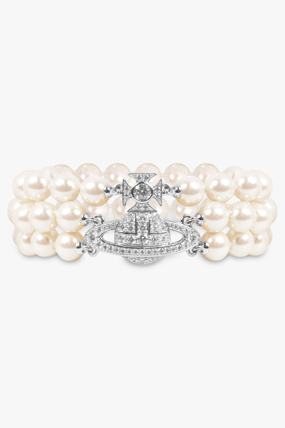 VIVIENNE WESTWOOD JEWELLERY SILVER / White/Silver Graziella Three Row Pearl Bracelet | White/Silver